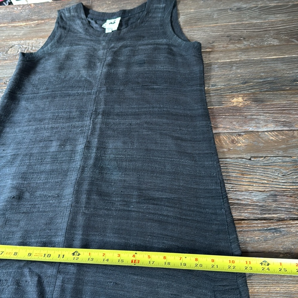 Eggplant Vintage black raw‎ silk side slit sleeveless maxi dress EUC size M - Picture 10 of 12